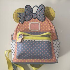Loungefly Disney Polka Dot Kids Backpack - Pink, Yellow, Blue